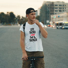Rolig Motivations-T-Shirt Med Livet Sucks – Mörk H T Shirt
