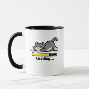 Rolig Motivationscart med Stretching Katt Laddning Mugg