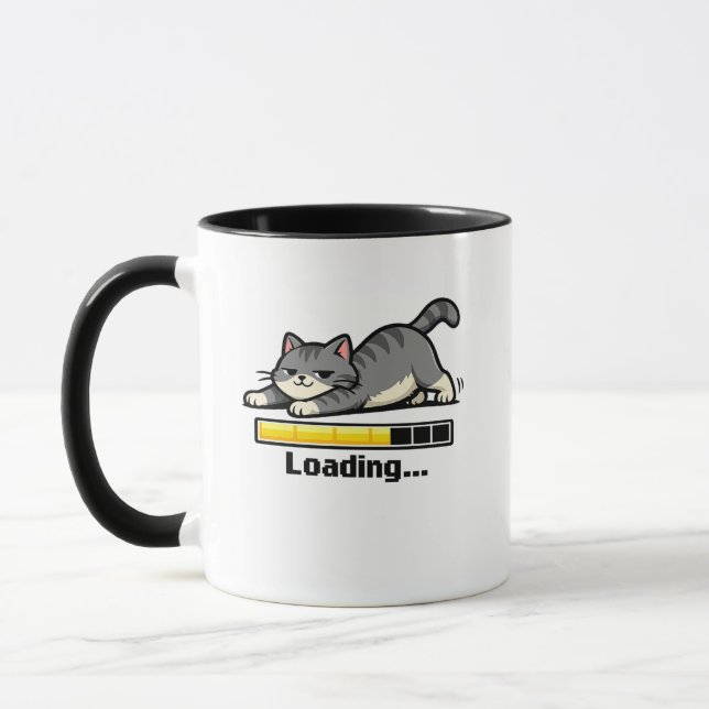 Rolig Motivationscart med Stretching Katt Laddning Mugg (Vänster)