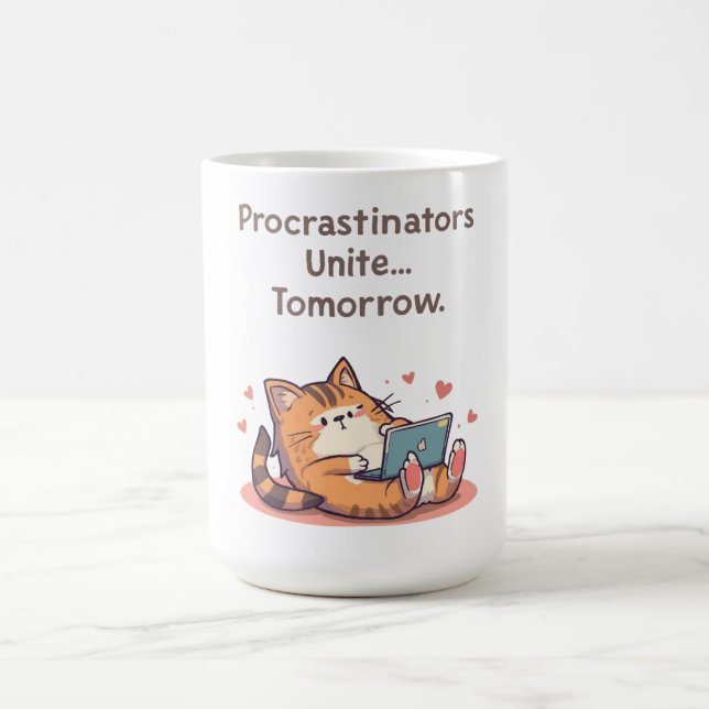Rolig Motiverande Kattcitat – Prokrastinators Uni Kaffemugg (Center)