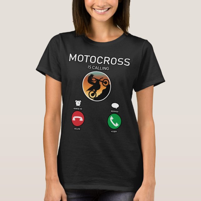Rolig Motocross Telefon Samtal Gränssnitt T Shirt (Framsida)