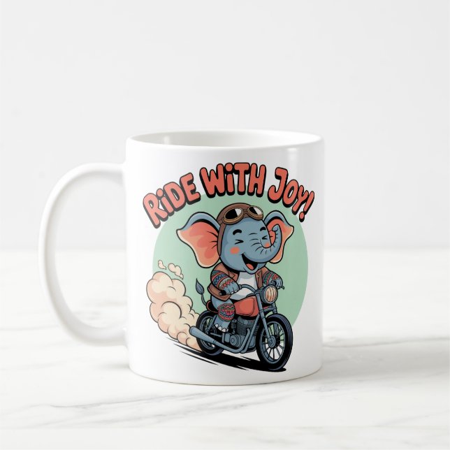 Rolig Motorcykel Elefant Tatuering För Motorcykelf Kaffemugg (Vänster)
