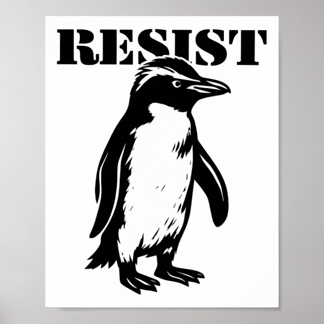 Rolig Motstå Pingvin Protesterar Mot Tullar  Poster (Framsidan)