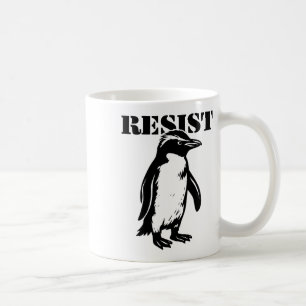 Rolig motstånd pingvin protesterar mot tariffer kaffemugg