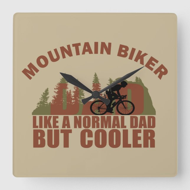Rolig Mountainbike-pappa Fyrkantig Klocka (Framsida)