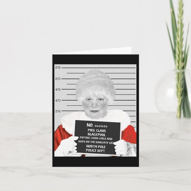 Rolig Mrs. Claus Mugshot Fängslad Anhållen På Jul Kort (Framsida)