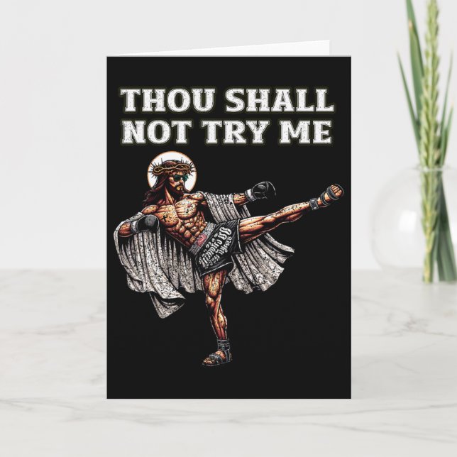 Rolig Muay Thai Herre Jesus thaiboxning kickboxnin Kort (Framsida)