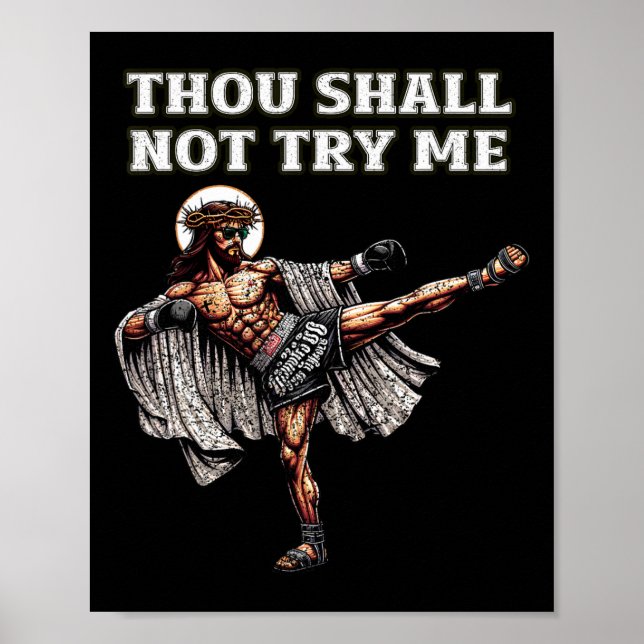 Rolig Muay Thai Herre Jesus thaiboxning kickboxnin Poster (Framsidan)