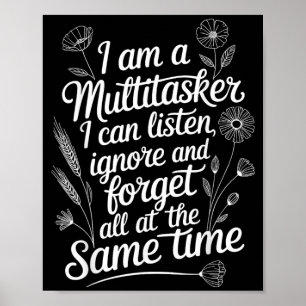 Rolig multitasker humorcitat sarkastisk grafik poster