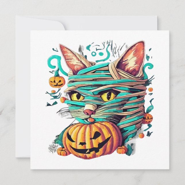 Rolig Mummi Katt Halloween (Framsida)