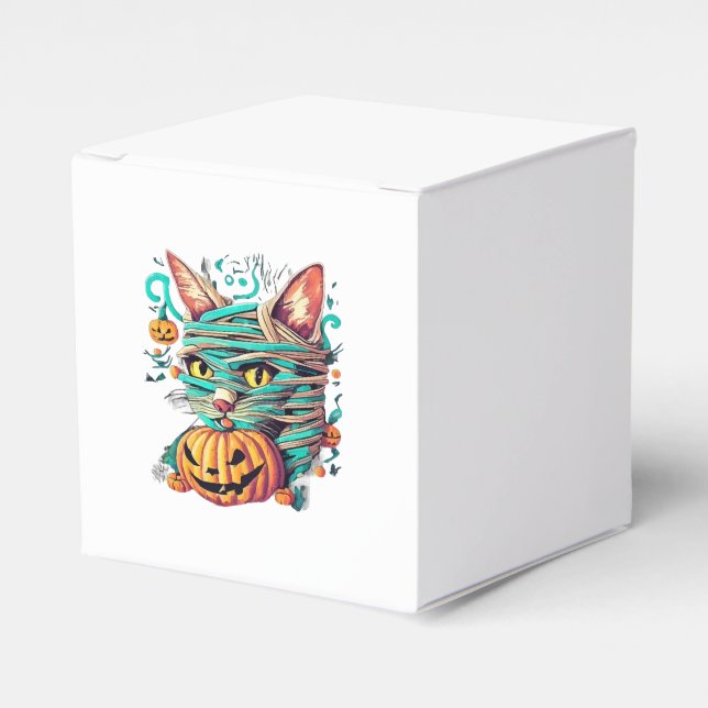 Rolig Mummi Katt Halloween Presentaskar (Framsidan Sidan)