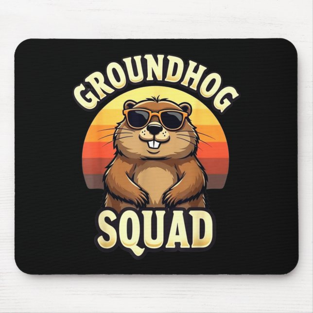 Rolig Murmeldag Squad Glad Murmeldag Firande Musmatta (Framsidan)