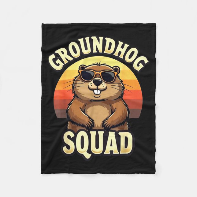 Rolig Murmeldag Squad Glad Murmeldagens Dag Firand Fleecefilt (Framsidan)