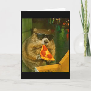 Rolig Murmeldjur Jordsvin Äter Pizza Gnagare Meme Kort