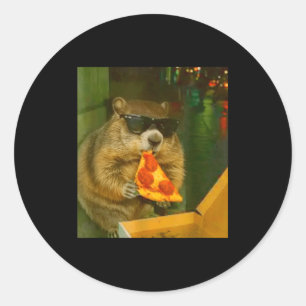 Rolig Murmeldjur Trädsjur Äter Pizza Gnagare Meme Runt Klistermärke