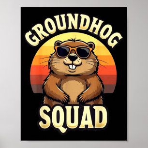 Rolig Murmeldjursgäng Glad Murmeldjursdag Firande Poster