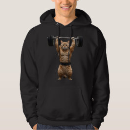 Rolig muskulös orange katt gym hoodie – Tyngdlyftn