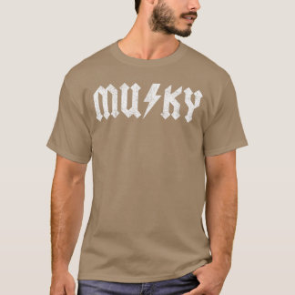 Rolig Musky Fiske Vintage Rock Musik Band Pappa T Shirt