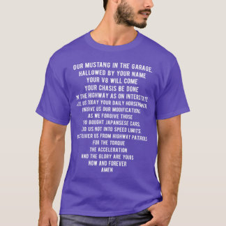 Rolig Mustang Car Lords Prayer vintage T Shirt
