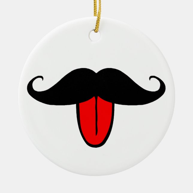 Rolig mustasch julgransprydnad keramik (Framsidan)