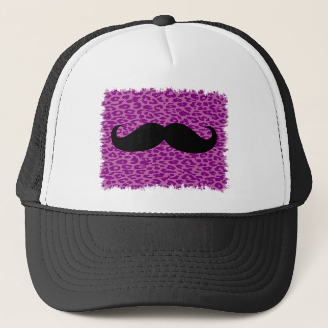Rolig mustasch på Leopardtryck Keps (Framsida)