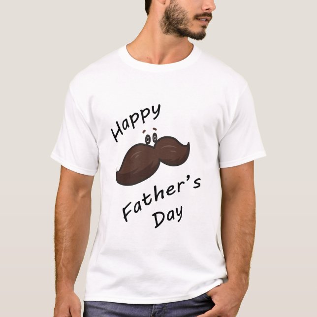 Rolig Mustasch Pappa T-Shirt (Framsida)