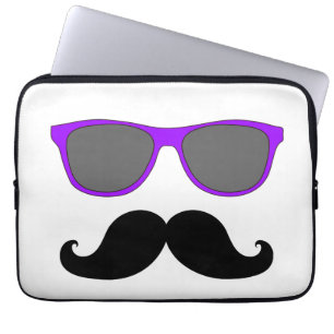 Rolig mustasch, purpurfärgad solglasögonlaptop laptop sleeve