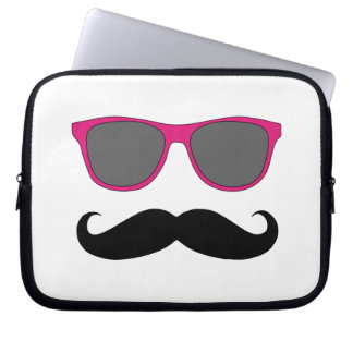 Rolig mustasch, rosa solglasögonlaptop sleeve