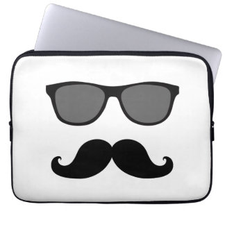 Rolig mustasch, svart solglasögonlaptop sleeve
