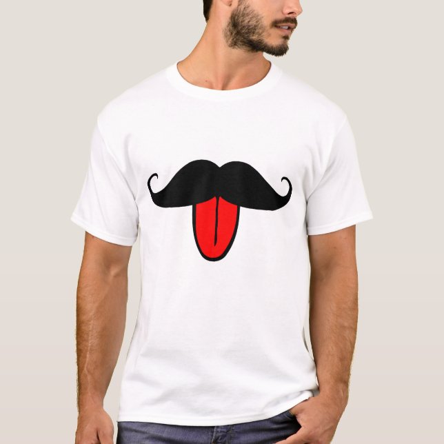 Rolig mustasch t-shirt (Framsida)