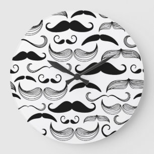 Rolig mustaschdesign stor klocka