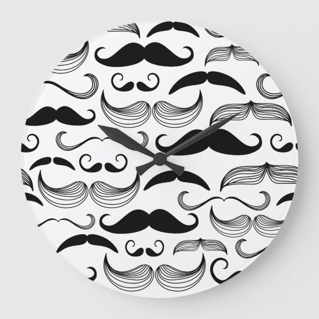 Rolig mustaschdesign stor klocka (Framsida)