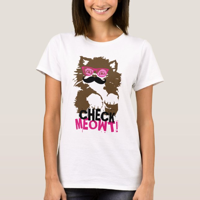 Rolig mustaschsolglasögonkontroll Meowt! T-tröja Tee (Framsida)