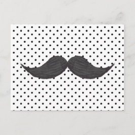 Rolig mustaschteckning- och svartpolka dots vykort