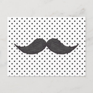 Rolig mustaschteckning- och svartpolka dots vykort