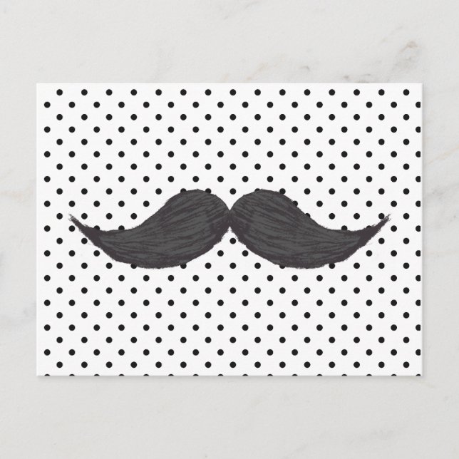 Rolig mustaschteckning- och svartpolka dots vykort (Framsida)