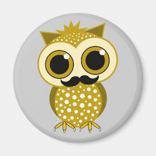 rolig mustaschuggla magnet