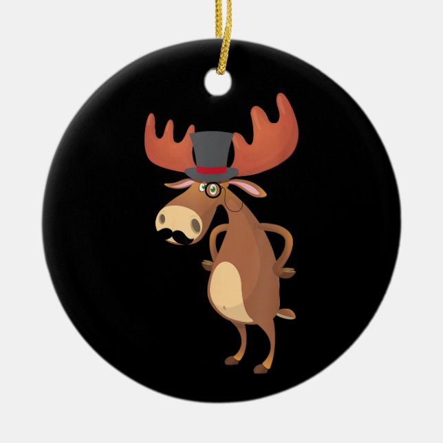 Rolig Mysko Hatt Moustache Djurfantast Julgransprydnad Keramik (Framsidan)