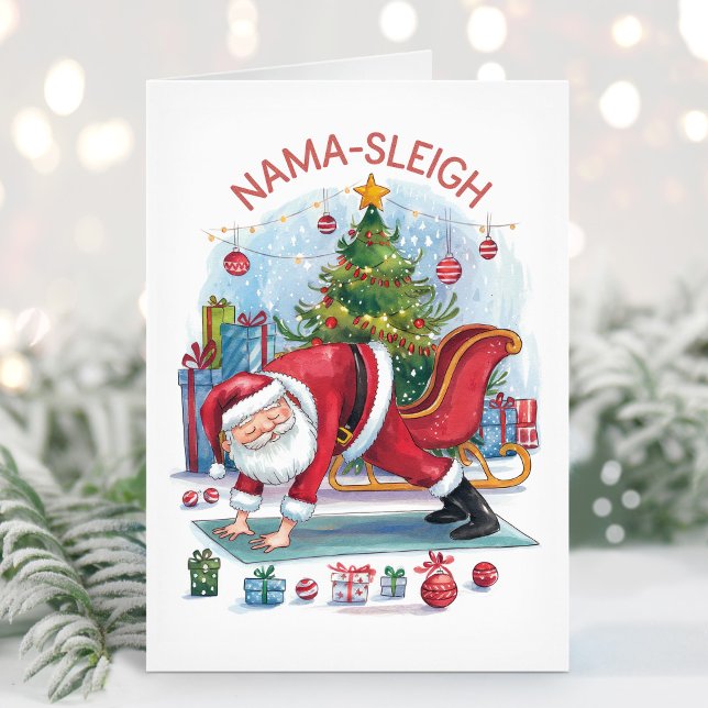 Rolig Nama Sleigh Yoga Julkort Helgkort (Skapare uppladdad)