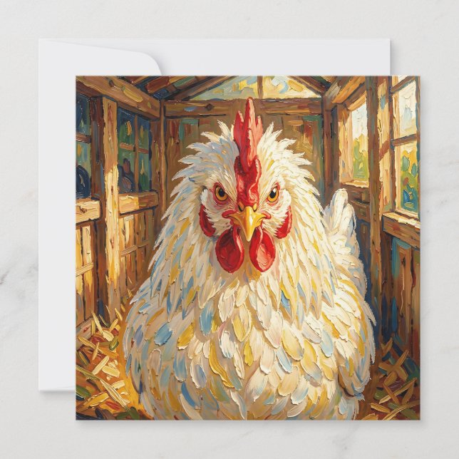 Rolig närbild på impasto kycklingduk kort (Framsida)