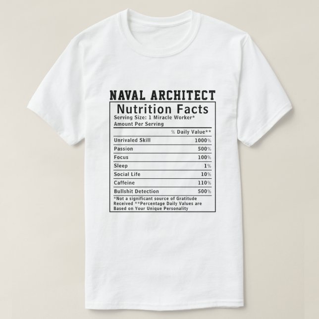Rolig näringsfakta för marinarkitekt - Chefpresent T Shirt (Design framsida)