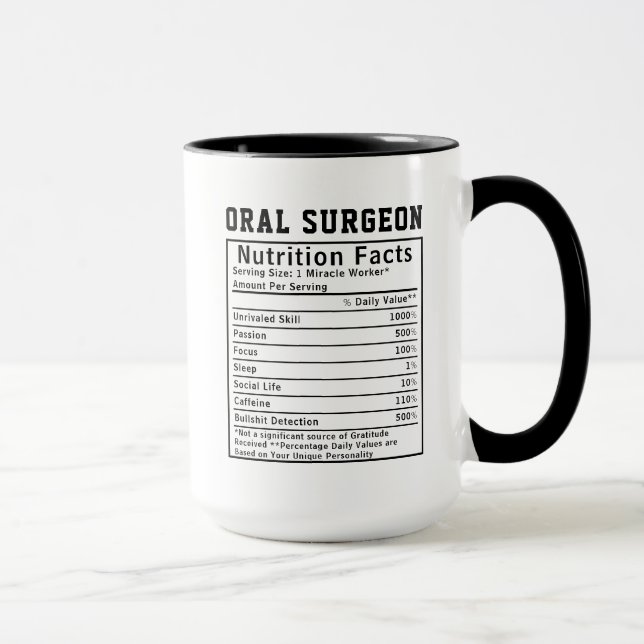 Rolig näringsfakta för personal på oral kirurg mugg (Höger)