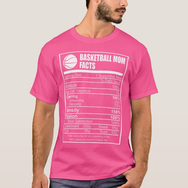 Rolig näringsinformation för basketmamma Stolt för T Shirt (Framsida)
