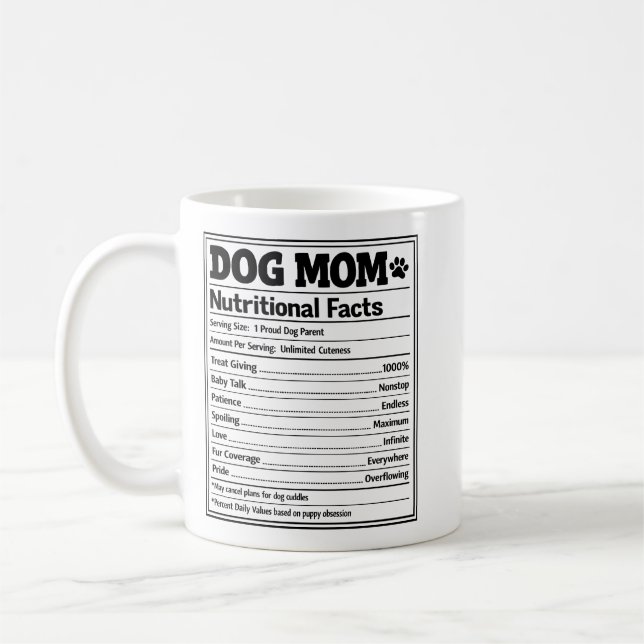 Rolig näringsinformation för hundmamma till roliga kaffemugg (Vänster)