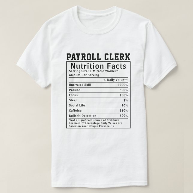 Rolig näringsinformation för löneadministratörer f t shirt (Design framsida)