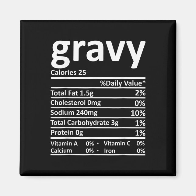Rolig näringsinformation om gravy jul julen magnet (Framsidan)