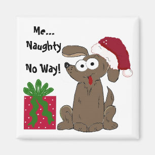 Rolig Naughty Dog Jul Tecknad Film Magnet