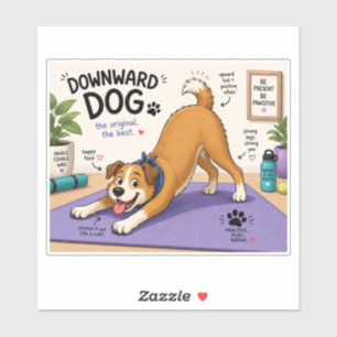 Rolig nedåtriktad hunddesign  klistermärken