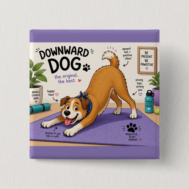 Rolig nedåtriktad hunddesign  knapp (Framsida)