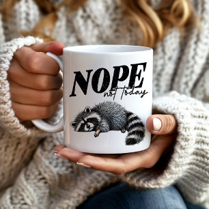 Rolig Nej Inte Idag Trött Tvättbjörn Kaffemugg